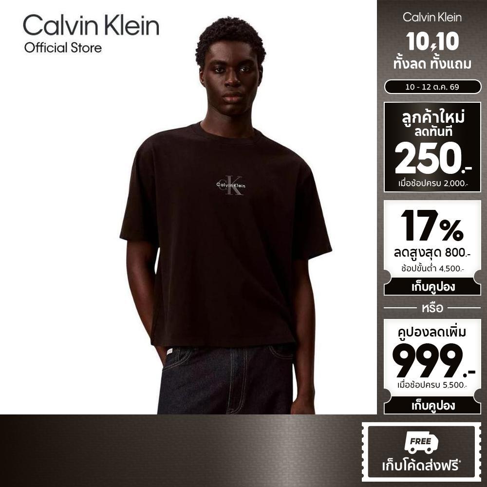 CALVIN KLEIN تيشيرت رجالي Monologo 90s ‏Relaxed — أسود — صورة 2