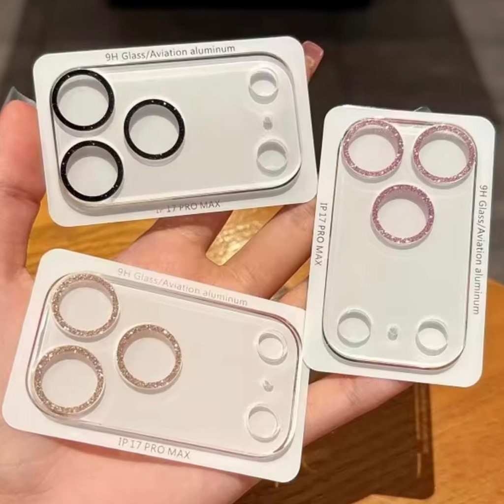 [ส่งเร็ว1-2วัน] กระจกนิรภัยกันเลนส์ครอบกล้องประดับเพชร สำหรับiPhone - iPhone17Air iPhone17Pro iPhone