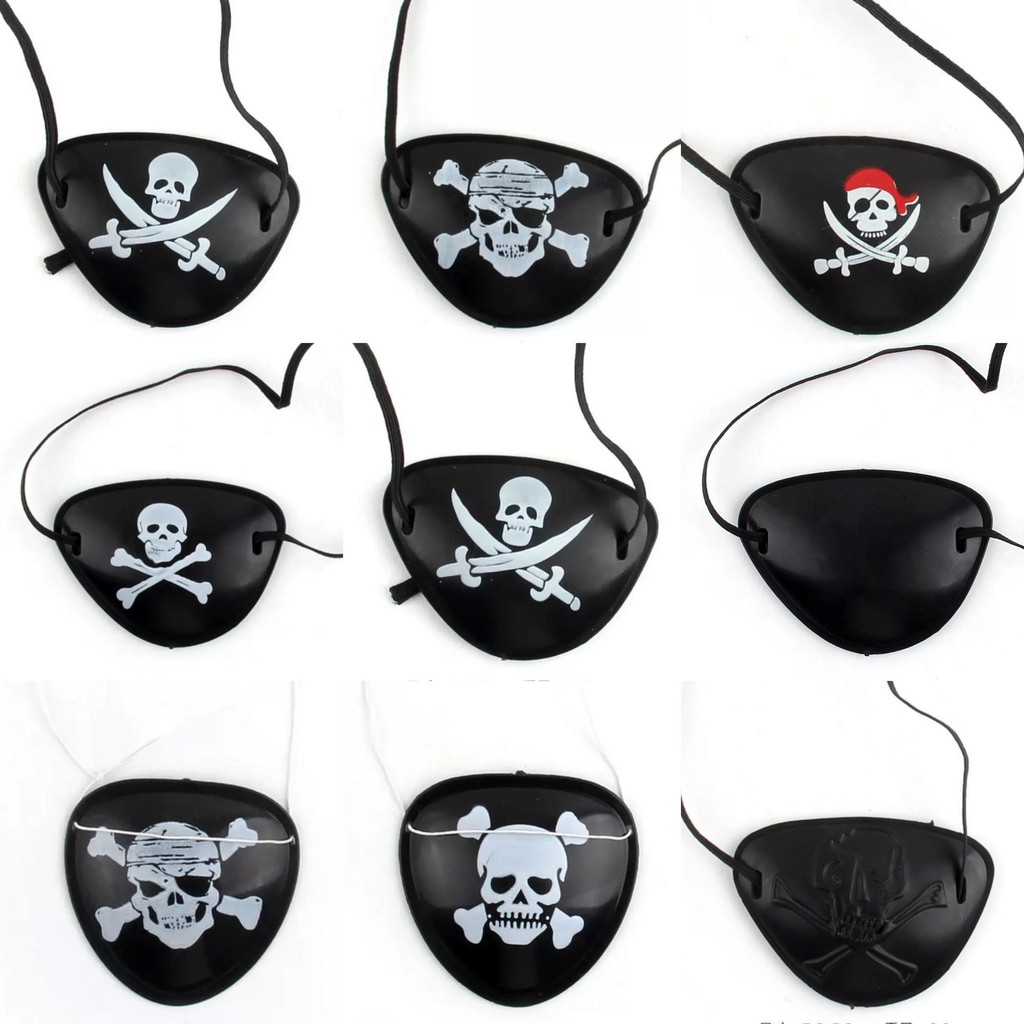 Blindfold Pirate Blindfold Cyclops คอสเพลย์สีดําฮาโลวีนของเล่นโจรสลัด Blindfold 9POX