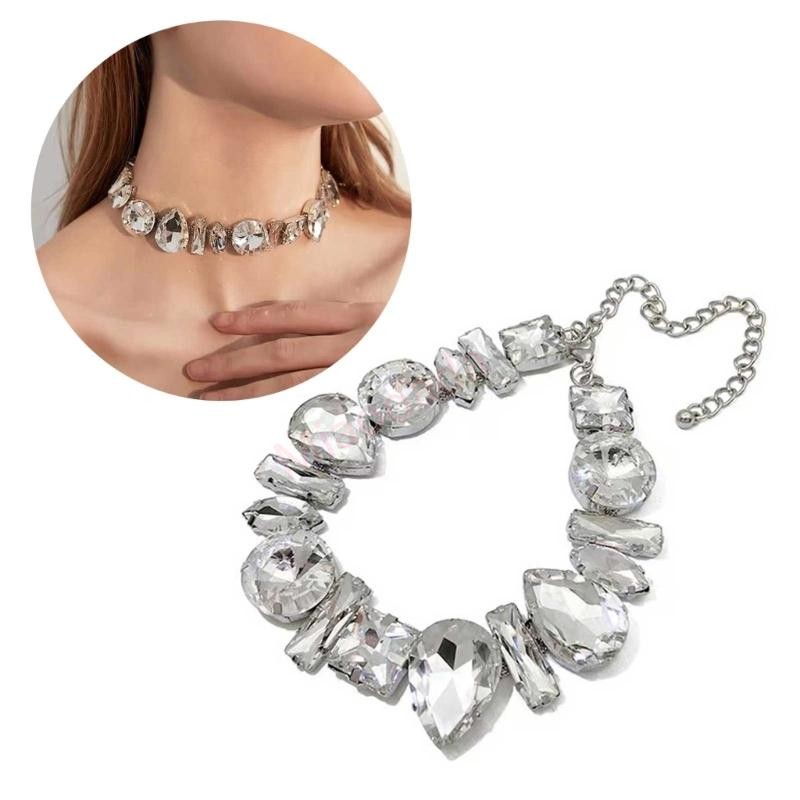 สร้อยคอมุกแก้วคริสตัล Bohemian Geometric Choker - MDD Rhinestone