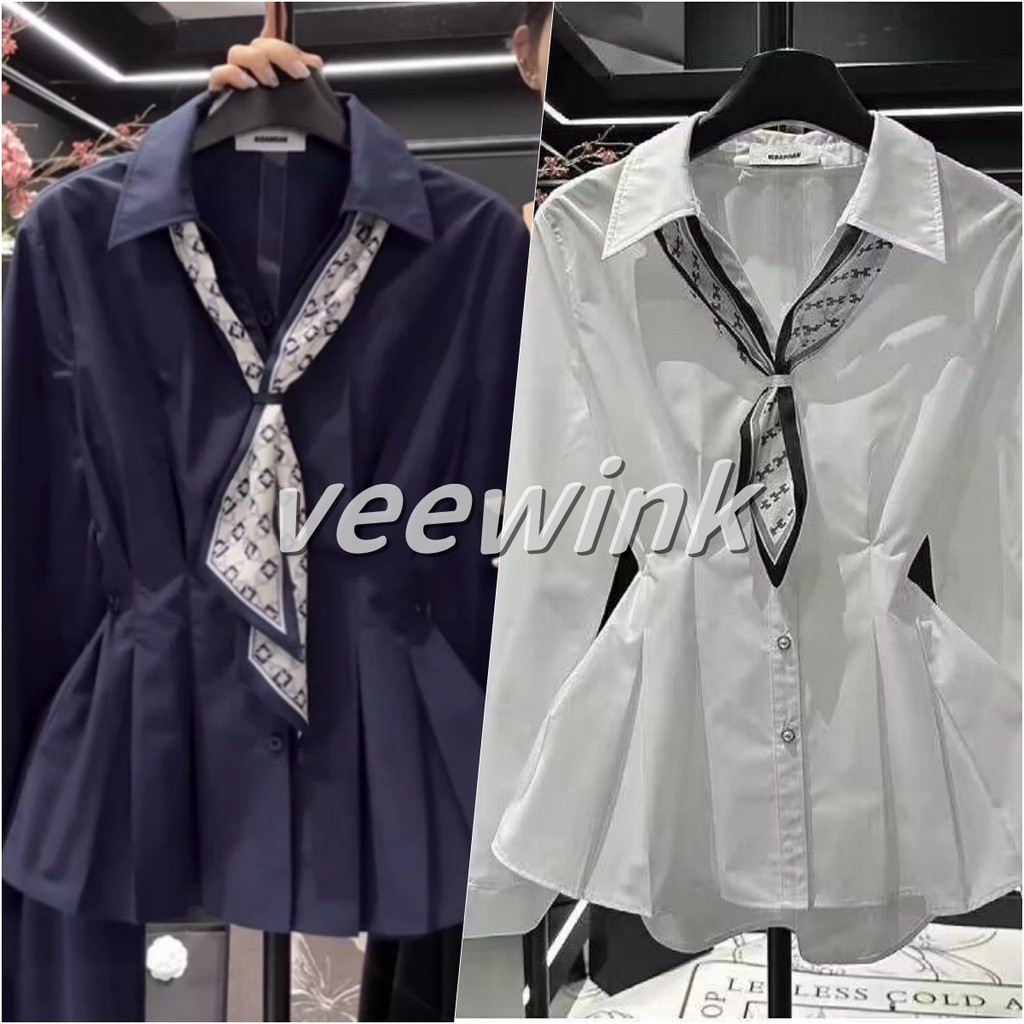 Veewink เสื้อเชิ้ตสไตล์ฝรั่งเศส ผ้าคอติ้ว เอวกระชับ ลุคสาวฮ่องกง ใส่แล้วอ่อนวัย