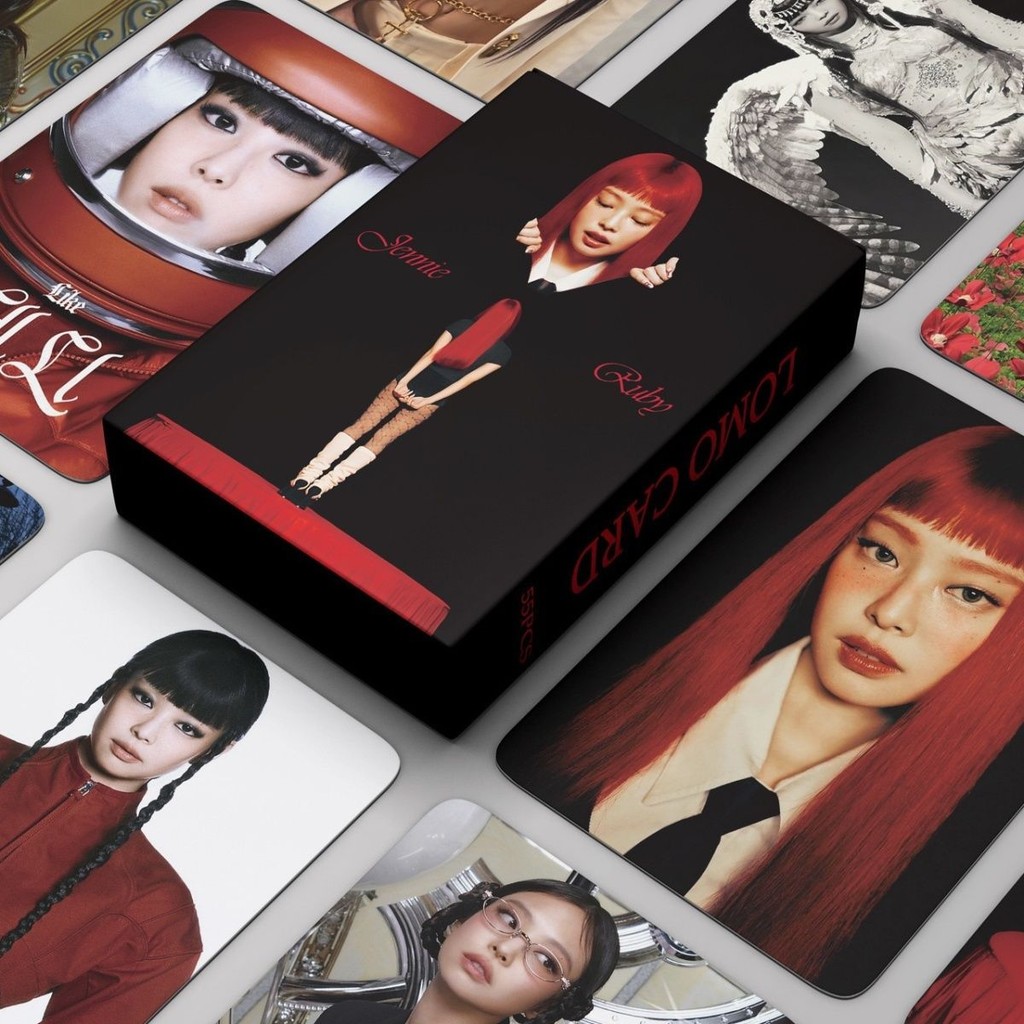 55 แผ่นหมึกสีชมพู JENNIE RUBY Photocard LIKE jennie Photocard ส่วนบุคคลทอง Jenny Photocard s10.1355 