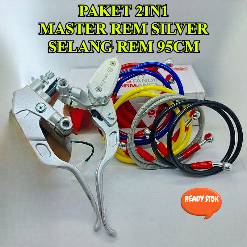 2-in-1 SILVER Brake MASTER Package, Square/OVAL Type + 95 CM UNIVERSAL สายเบรคสําหรับรถจักรยานยนต์ทั
