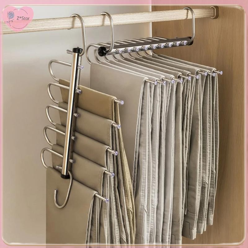 Z * Star พับ Magic กางเกงแขวน 5/9 ชั้นสแตนเลสประหยัดพื้นที่เสื้อผ้า Rack Organizer สําหรับตู้เสื้อผ้