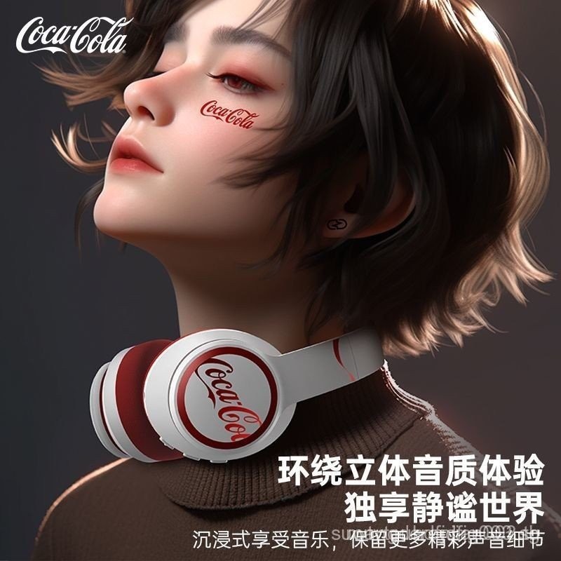 Coca-Cola Coca Cola T05 หูฟังครอบหูบลูทูธไร้สายสําหรับเล่นกีฬาตัดเสียงรบกวน Unisex สําหรับนักเรียน