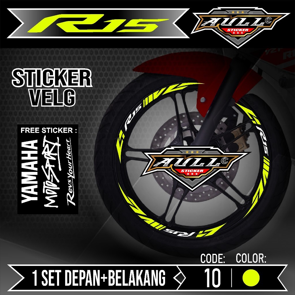 สติ๊กเกอร์Velg R15 ตัดVelg Motor Yamaha R15 V2 V3 List Sticker Cutting Velg Tyre Variation Set ด้านห