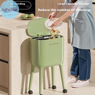 HAHA -Bend ถังขยะขาสูงพร้อมฝาปิดแบบกดเปิด - ถังห้องครัวรูปไข…
