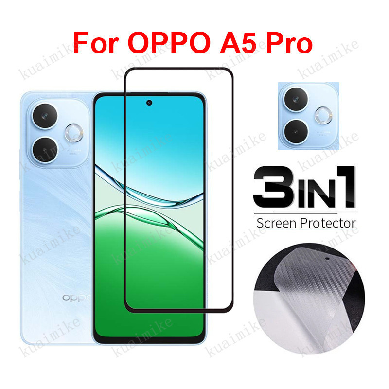 3 IN 1 OPPO A5 Pro 5G ฟิล์มกระจกนิรภัยสําหรับ OPPO A3 Pro A60 A78 A58 A18 A38 A12 A5s Reno13 F 13F 1