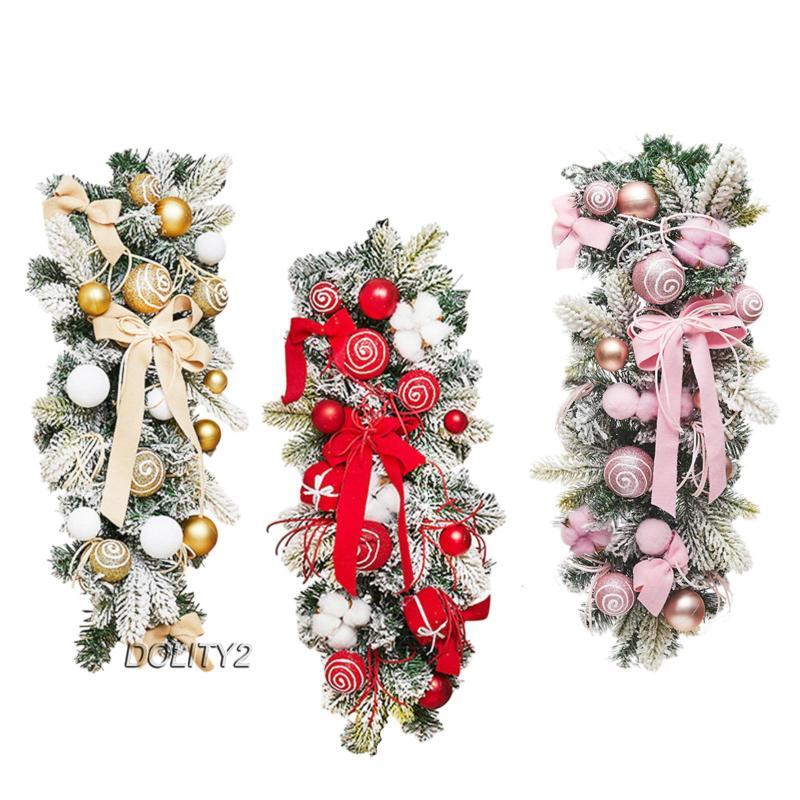 [Dolity2] คริสต์มาสบันได Swag ตกแต่ง Bowknots คริสต์มาส Teardrop Swag พวงหรีดสําหรับบ้านในร่มผนังหน้