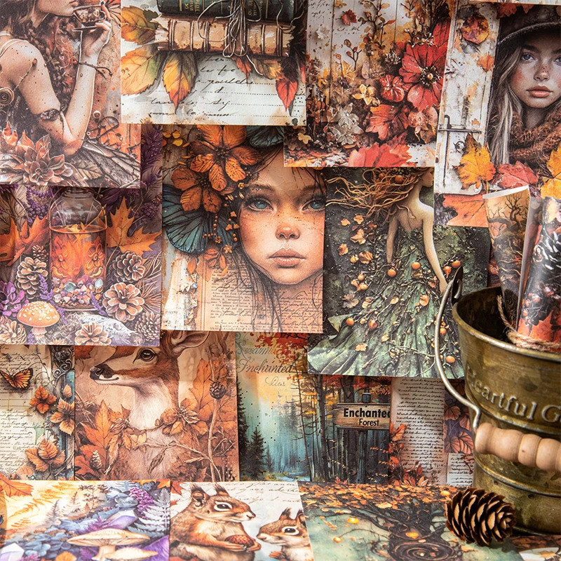 Journal GO 30pcs Vintage Elf Forest วัสดุกระดาษตกแต่งไดอารี่อัลบั้ม Scrapbooking พื้นหลังกระดาษ Junk