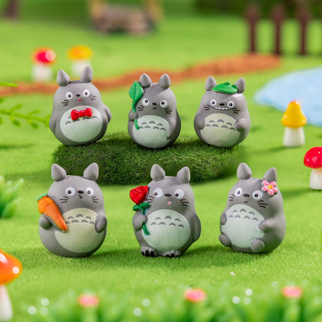 9 ชิ้นการ์ตูน Totoro สัตว์ Miniatures Mini ตุ๊กตาเรซิ่นเครื่องประดับ Fairy ตกแต่งสวน Micro ภูมิทัศน์