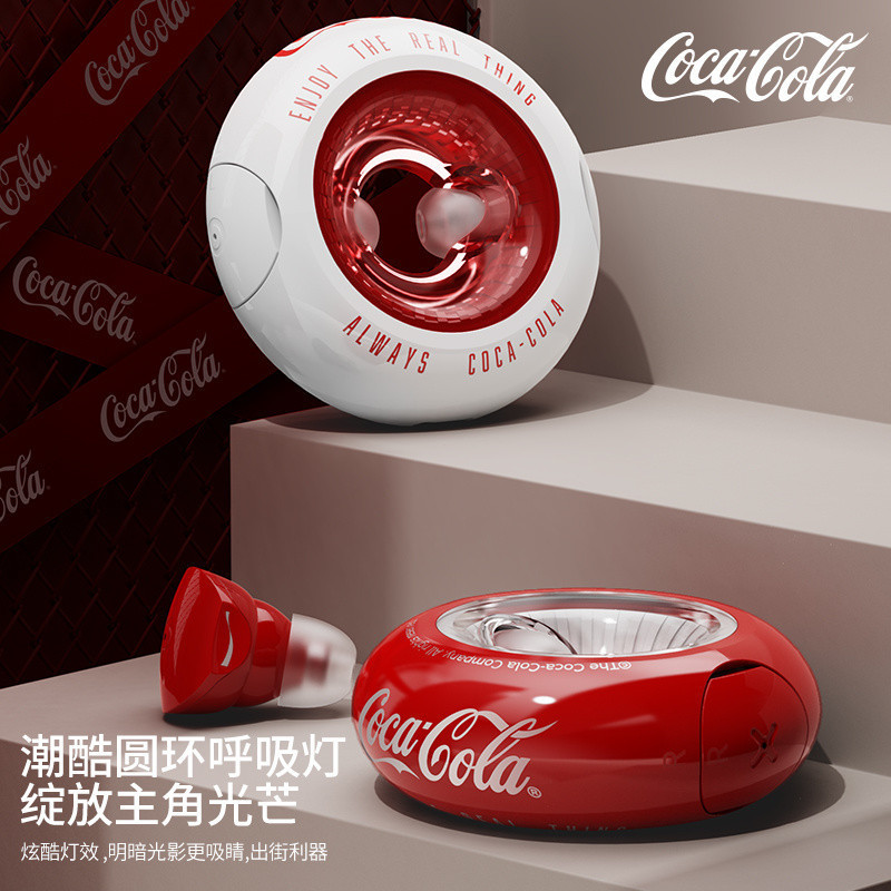 Coca-Cola Coca-Cola Collaboration Donuts T12หูฟังบลูทูธสบายเป็นเวลานานสไตล์อินเอียร์ใหม่