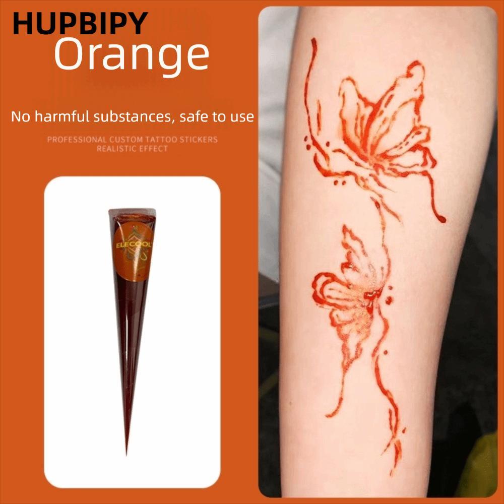 HUPBIPY Henna Paste Cone, Easy-To-Use Black Brown Henna Tattoo Paste, Mehndiชั่วคราวกึ่งถาวร Tattoo 