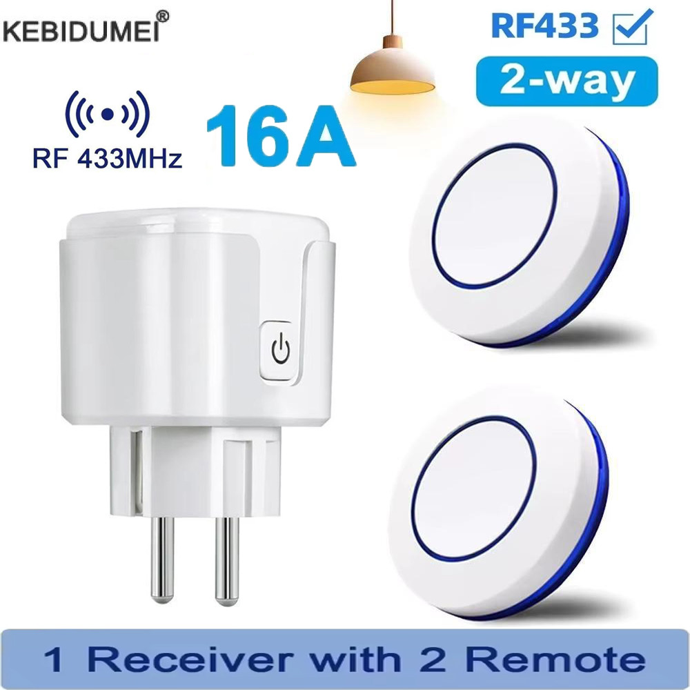 RF 433MHz รีโมทคอนโทรลไร้สาย 220V 110V รีเลย์ตัวรับสัญญาณสมาร์ทซ็อกเก็ตปลั๊กไฟฟ้าปลั๊กไฟสําหรับโคมไฟบ้าน