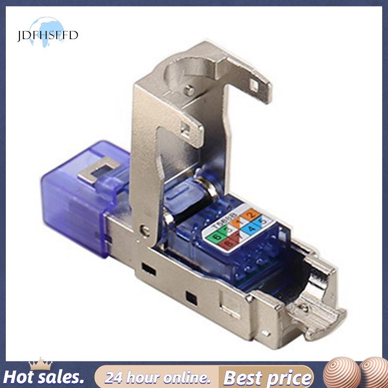jdfhsffdCAT8 RJ45 Connector Plug ไม่มี Crimping Tool CAT8 40Gbps 50U สังกะสีอัลลอยด์ป้องกันสายเคเบิล