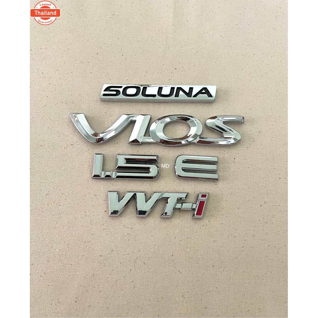 โลโก้ SOLUNA VIOS 1.5 E VVT-i สีเงิน priceต่อชิ้น ติดToyota