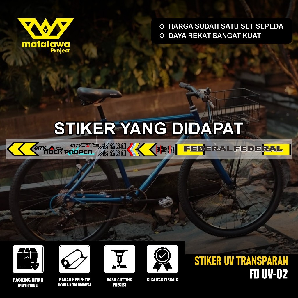 สติ๊กเกอร์ FEDERAL ที่ดีที่สุดพรีเมี่ยม FEDERAL UV TRANSPARENT STREET CITY CAT MG 20 CS MTB จักรยาน 