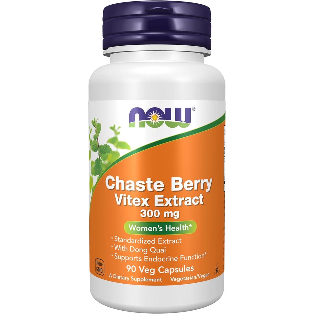 อาหารเสริม NOW, Chaste Berry Vitex Extract 300 มก. พร้อม Dong Quai, Womens Health*, 90 Veg Capsules
