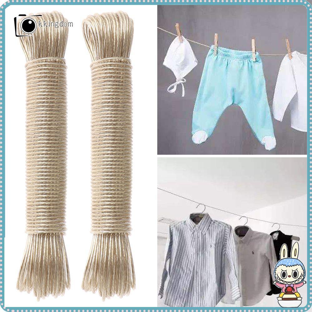 KKINGDOM ซักรีด Drying Line, เหล็กแข็งแรง 20m เสื้อผ้าสาย, ยี่ห้อเคลือบพลาสติกสายรัดเก็บ Clothesline เชือกซักรีด Drying