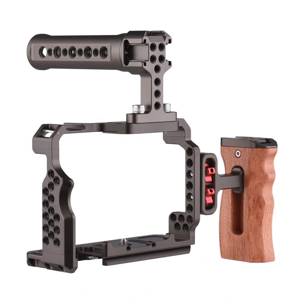 Localcamera-TH กล้อง Andoer Rig อลูมิเนียมอัลลอยด์เปลี่ยนชุดพร้อมที่จับไม้ด้านบนวิดีโอสำหรับ Sony A7