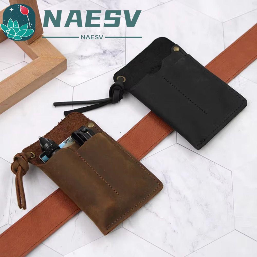 NAESV หนัง EDC Organizer,เข็มขัดหนังคลิปเครื่องมือกลางแจ้งกระเป๋า,เครื่องมือขนาดเล็กสีดํา/สีน้ําตาลม