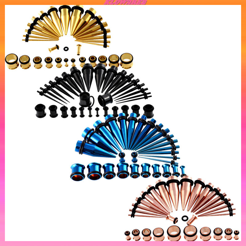 [Kloware2] 36 ชิ้น Gauges Kit Tapers ปลั๊กอุโมงค์สแตนเลส 14G-00G ยืดหู