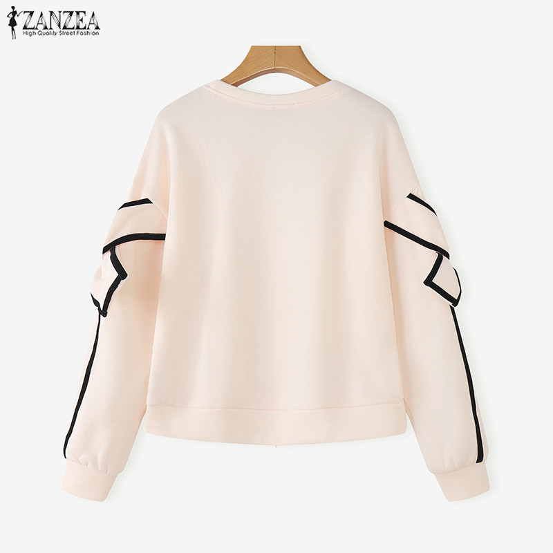 ZANZEA เสื้อลำลองสำหรับผู้หญิง แขนยาวคอกลม พิมพ์ลายสวยงาม สไตล์เกาหลี เนื้อผ้าสวมใส่สบาย - รูปที่ 6