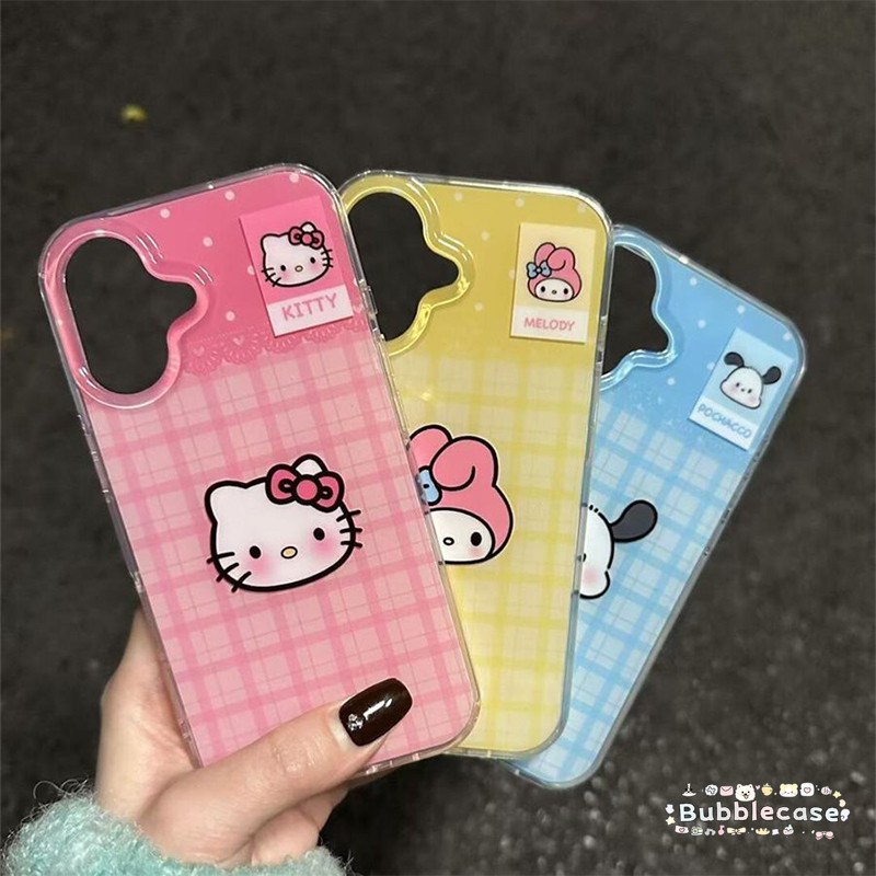 เคส Oppo A15 A12 A7 A55 A11 A54 A3 A3X A16 A5s A3s A60 A5i A3Pro A58 A52 A17 A18 A38 ซานริโอ้น่ารักรูปแบบกริด ปกอิมเมจ