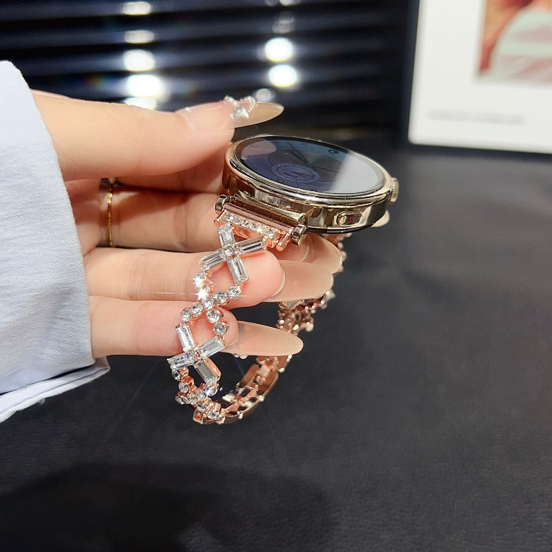 18/20/22 มม.แฟชั่นโลหะสําหรับ Garmin Venu 4 41 มม.45 มม.3 2 3S 2S Diamond-encrusted rhombus สายรัดข้อมือสําหรับ Garmin Vivoactive 6 5 4 Forerunner 970 570 อุปกรณ์เสริมนาฬิกาอัจฉริยะ
