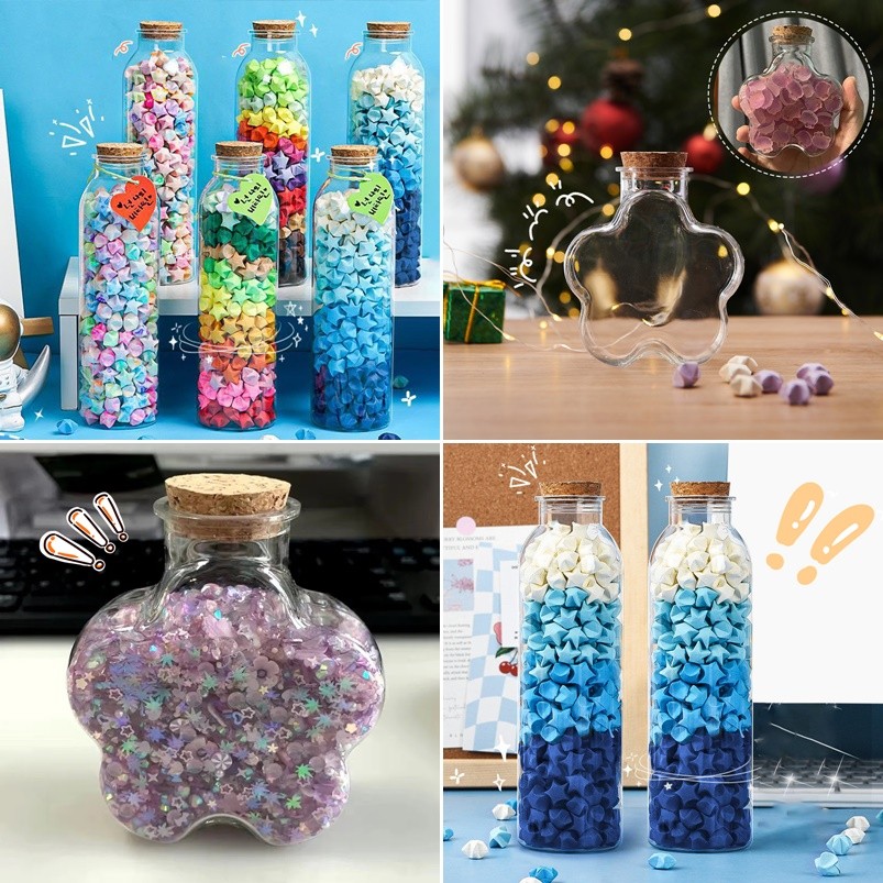 ดาวกระดาษพับ สีไล่ระดับ ขวดดาว ของขวัญคริสต์มาส กระดาษดาวนำโชค ดาวห้าแฉก พับกระดาษ เพชรแวววาว เรืองแสง DIY ของขวัญทำมือ - รูปที่ 7