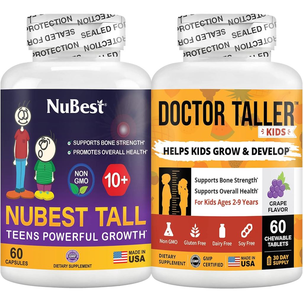 มัดของ NuBest Tall 10+ สําหรับเด็ก (10+) & วัยรุ่น 60 แคปซูล & Doctor Taller Kids 60 เม็ดเคี้ยวมังสว