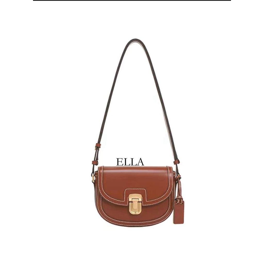 Korea Direct Mail joy gryson Bag Han So Hee Same Style Niche Cowhide Saddle Bag Color Matching Shoul