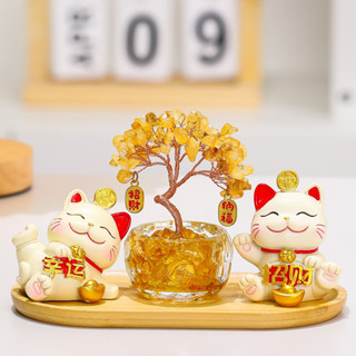 ต้นไม้เงินคริสตัล ต้นไม้ทอง แมวกวักนำโชค ของแต่งบ้าน เสริมฮว…