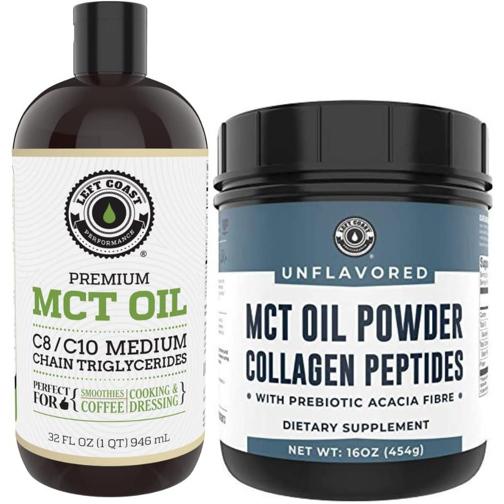 น้ํามัน MCT ระดับพรีเมียม 32 ออนซ์ และ MCT ขนาด 16 ออนซ์ + ผงคอลลาเจน