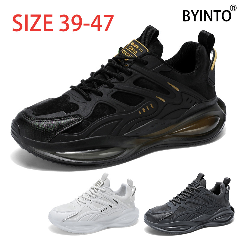 ขนาดใหญ่ 39-47 หนังกันน้ําผู้ชายกีฬารองเท้าวิ่งทนทาน Cushioned ชายรองเท้าผ้าใบแฟชั่น Slip Resistance