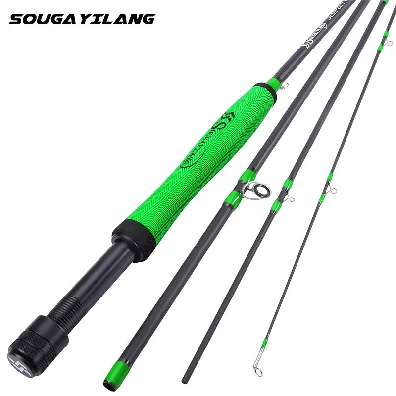 Sougayilang 2.7 M Ultralight Fly Fishing Rod 9ฟุต สำหรับ 5/6wt 4ส่วน เหมาะสำหรับปลาเทราท์และปลาแซลมอ