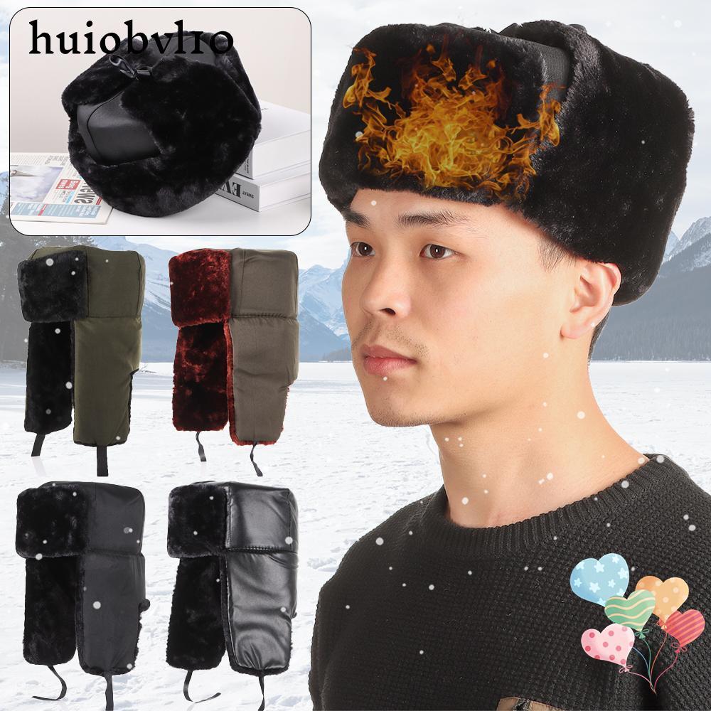 HUIOBVLTH Trapper Bomber Hats Warm Winter Bonnet Earflap Fur Ski Hat