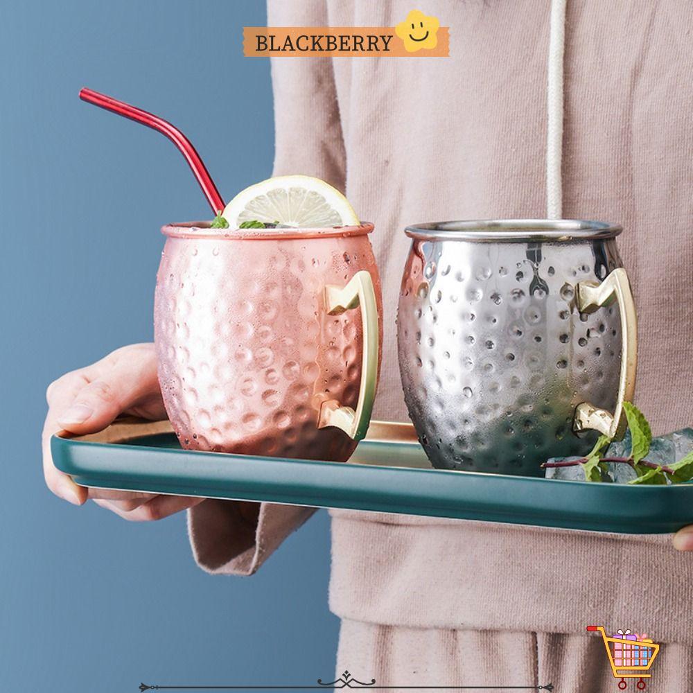 BLACKBERRY ถ้วยทองแดงบริสุทธิ์, Moscow Mule 500ml ถ้วยแก้ว,ที่แข็งแกร่งตอกจับแปรงลักษณะหนาตอก Moscow