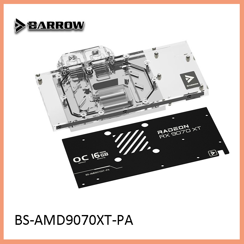 Barrow ครอบคลุมเต็มรูปแบบ GPU Water Block สําหรับ ASRock RX 9070 XT Taichi OC หม้อน้ําทองแดง BS-AMD9