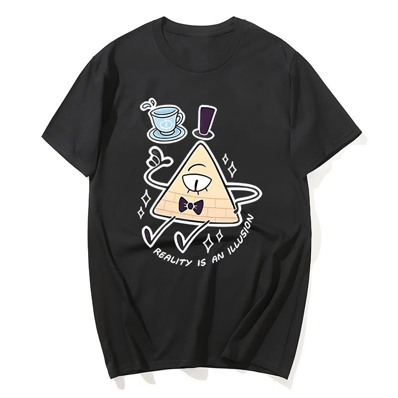 เสื้อยืด Bill Cipher Gravity Falls ผ้าฝ้าย 100% "ความจริงคือภาพลวงตา" พิมพ์ลายอนิเมะ แขนสั้น มีสินค้าในสต็อก