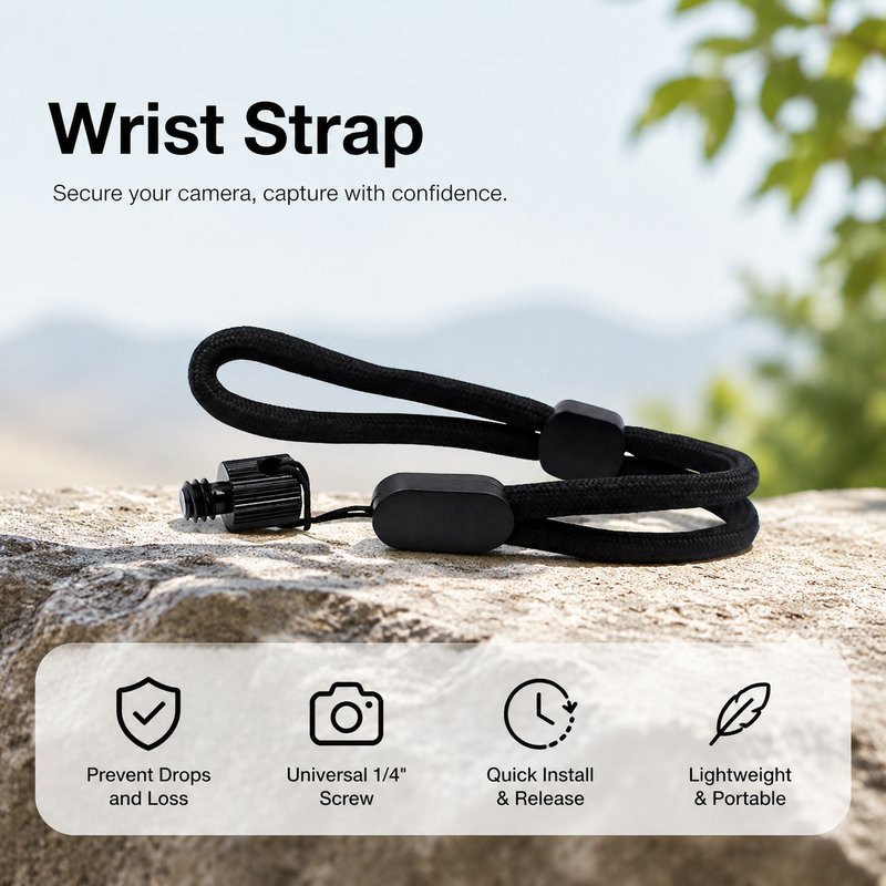 สายคล้องข้อมือกล้อง Hand Strap สีดำ สำหรับ DJI Osmo Pocket 3 กล้องแอคชั่น และอุปกรณ์เกลียว 1/4 พกพาถ่ายทำ