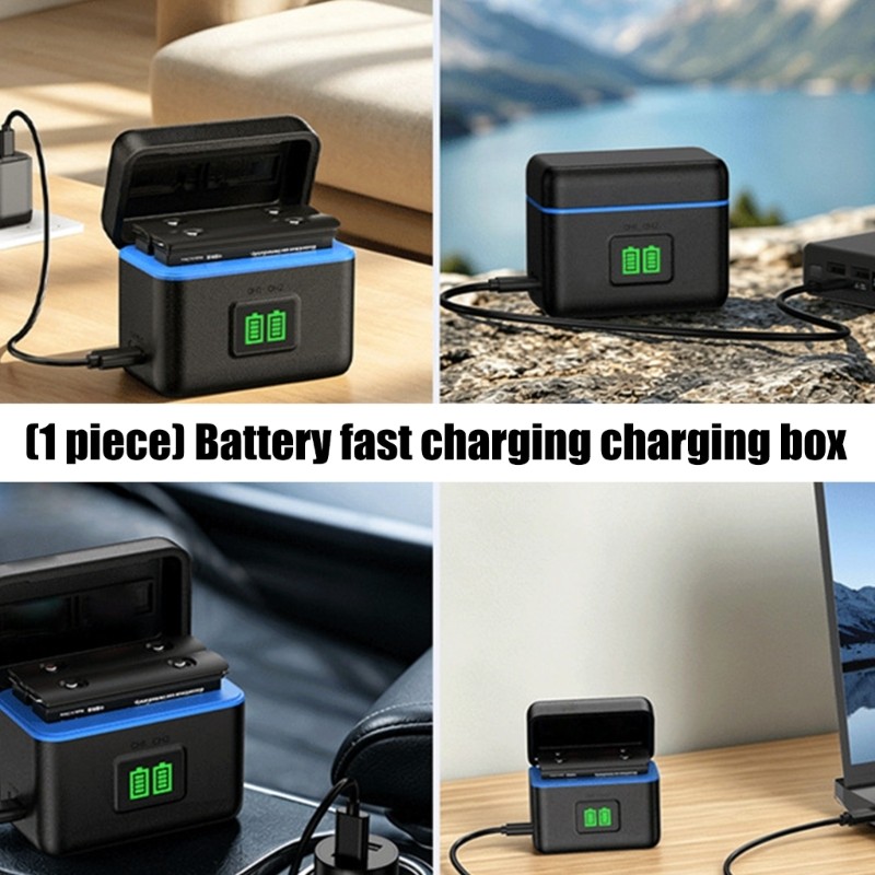 QUU 2 แท่นชาร์จแบตเตอรี่สําหรับ X5 X4 X4 Air Camera Fast Chargers กล่องเก็บ