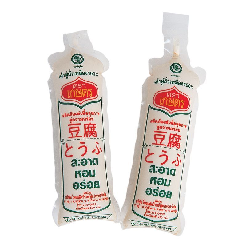 เกษตรเต้าหู้ถั่วเหลือง 200กรัม Kaset Soy Bean Tofu 200g. [หมายเลขบาร์โค้ด 8855815000019]