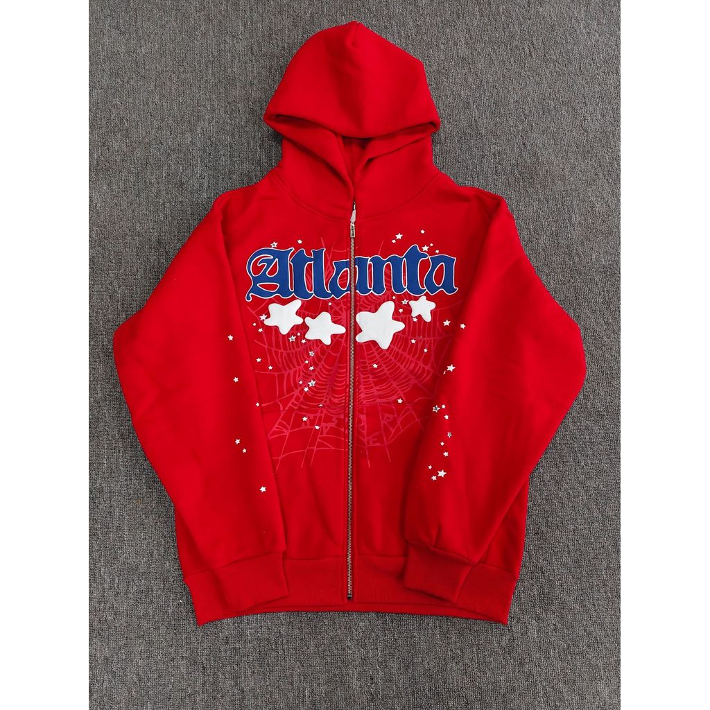 KXO0 Sp5der Hoodie Spider Web Zipper Jacket Casual ขนแกะซับเสื้อกันหนาวผู้ชายผู้หญิง