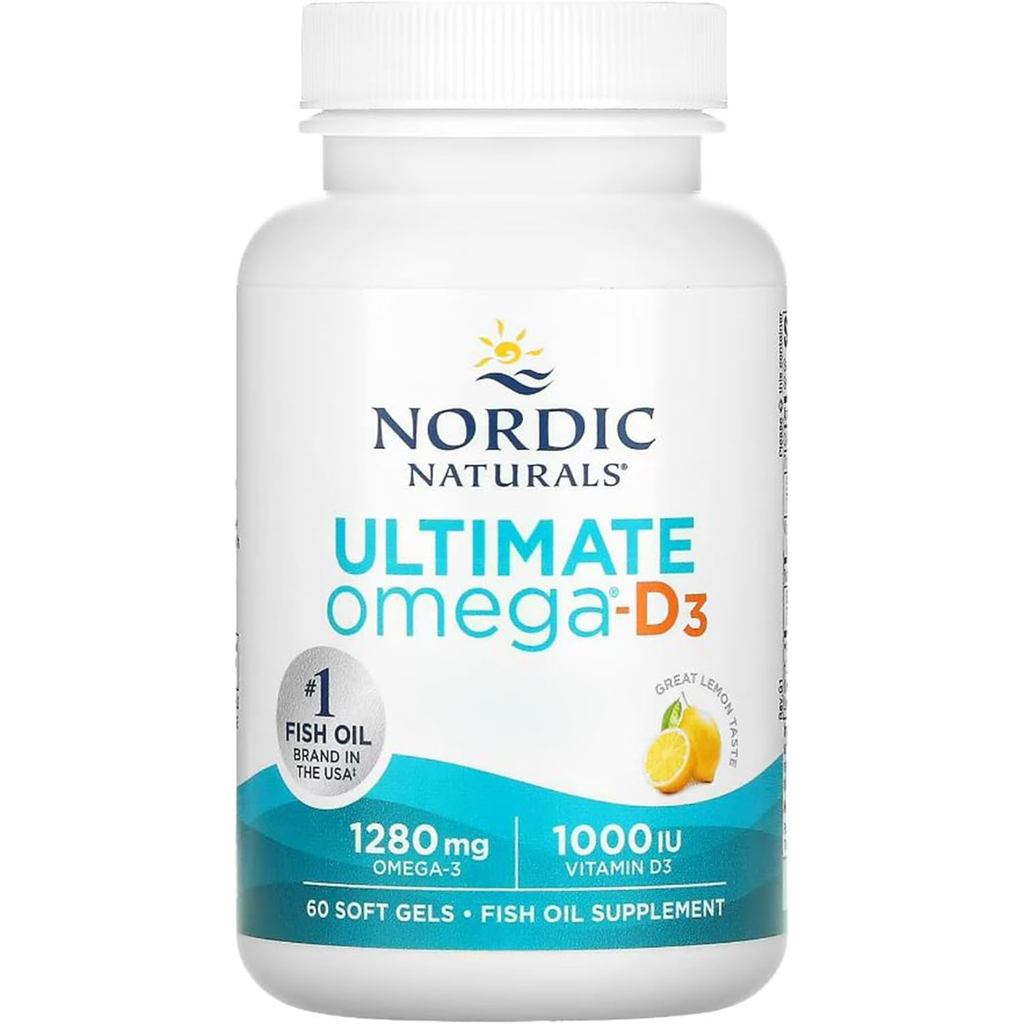 Nordic Natural Ultimate Omega-D3 1280mg Omega-3 มี EPA DHA และ Vitamin D3 โดสสูง รสมะนาว 60 แคปซูลนิ