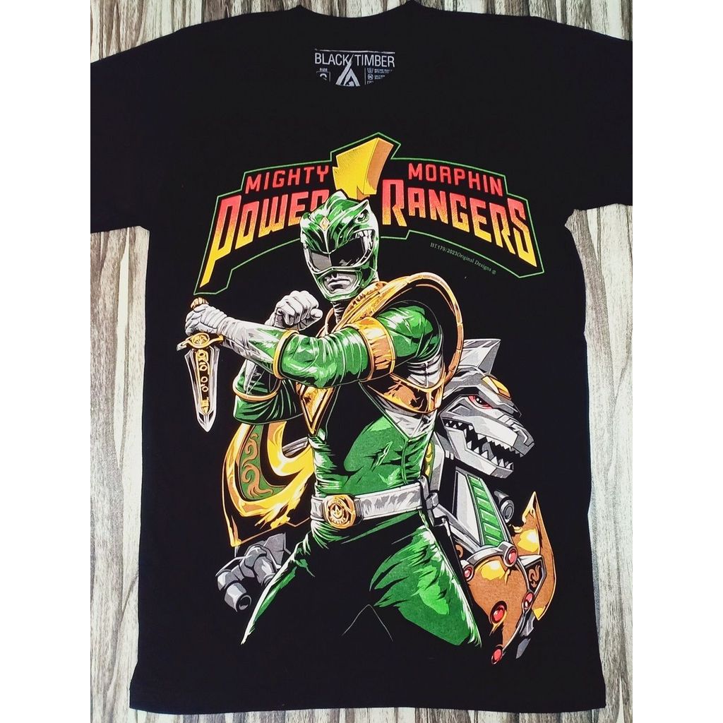 Bt179 Green Mighty Morphin Power Rangers Limited Collectors Edition Original Black Timber Tshirt Jer