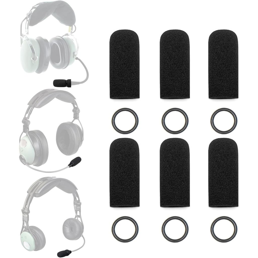 6-Pack DC Mic Cover Kit - เข้ากันได้กับชุดหูฟัง David Clark DC One-X/PRO-X2/DC-Pro X/H10-13.4/H10-60