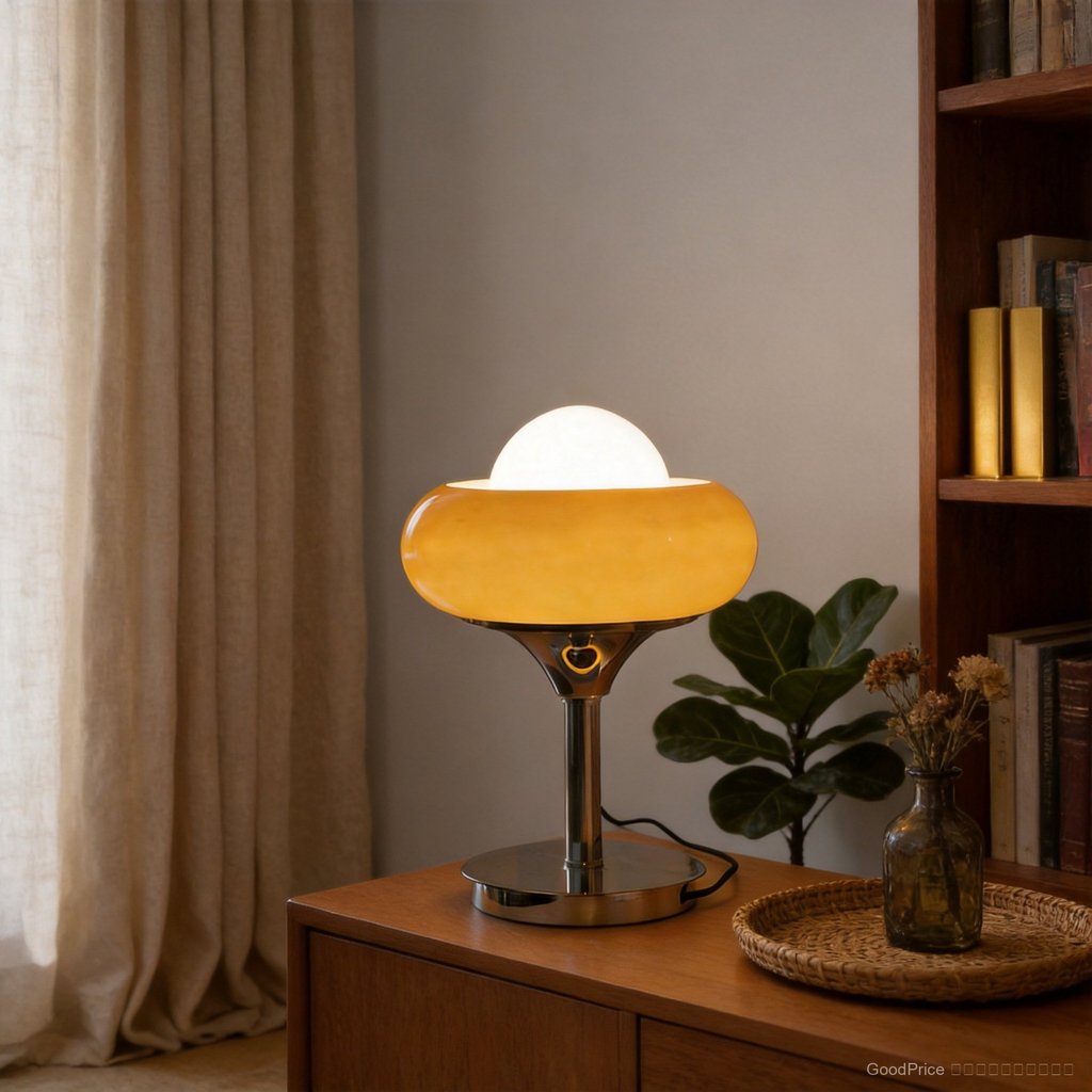 Bauhaus Glass Egg Tart Table Lamp, Nordic Vintage Bedroom Decorative Table Lamp, Ambiance Table Lamp