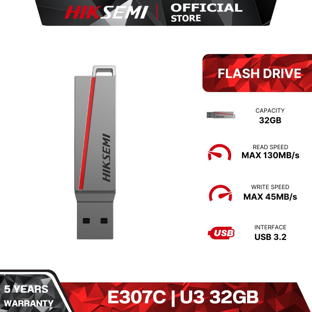 HIKSEMI USB 3.2 Flash Drive 32GB Dual แฟลชไดรฟ์ GREY Read up to 30-150MB/s รับประกัน 5 ปี