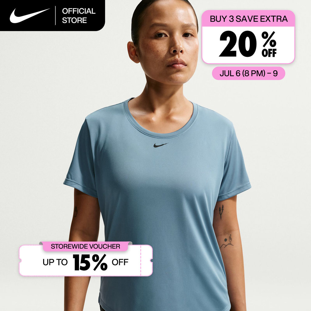 Nike Women's One Standard Fit Short-Sleeve Top - Smokey Blue [DD0639-006]